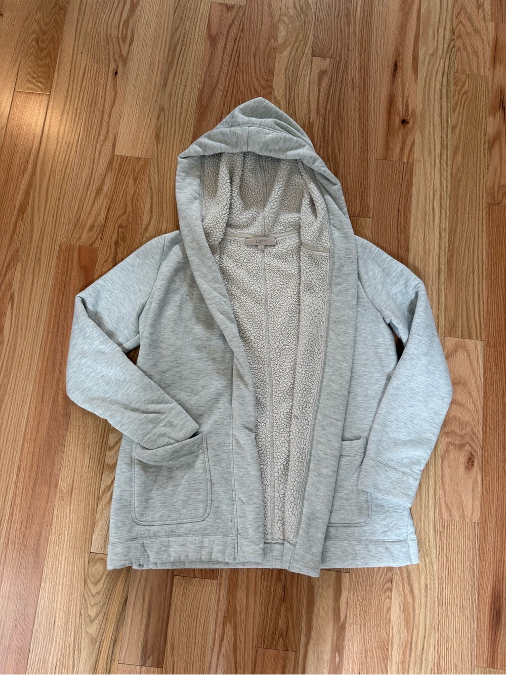 LOFT Cozy Sherpa Fleece Hooded Cardigan